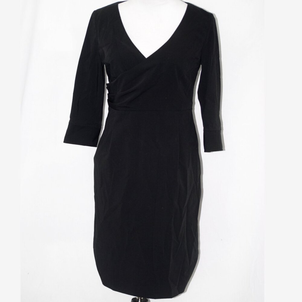 LNC Mossimo Stretch Womens Black Dress Size 6 Scoop Neck Half Sleeve Knee Length